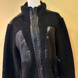 NWT Michael Kors Men's Sherpa-Fleece Mixed-Media Jacket - Black L